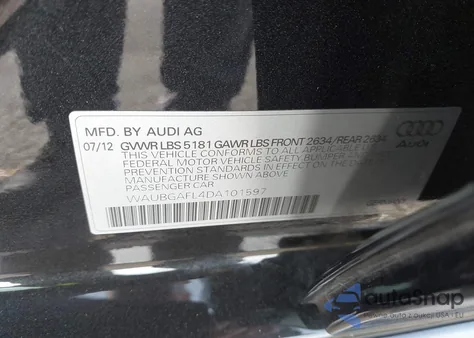 2013 Audi S4 3.0T Premium Plus from USA, damaged, VIN WAUBGAFL4DA101597